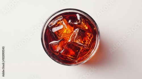 Classic Whiskey with Ice Cubes in Glass