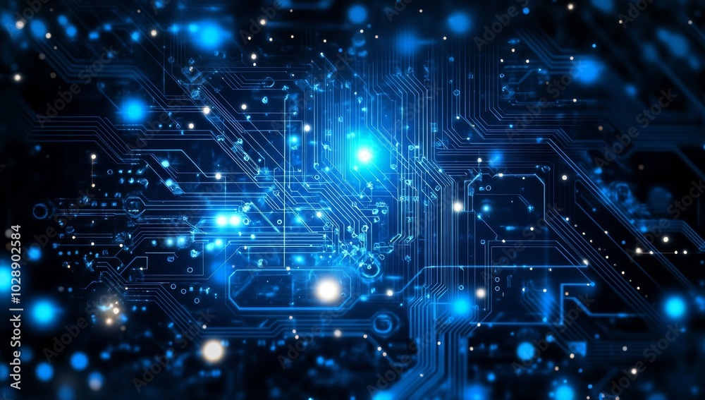 Microchip gear concept background image in blue turquoise Microchip gear concept background image in blue turquoise