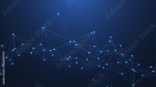 Global network connection concept. Big data visualization. Social network communication in the global computer networks. Internet technology. Business. Science. Vector illustration