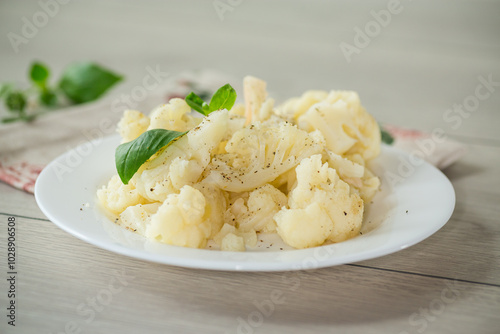 Diet cauliflower steamed with spices