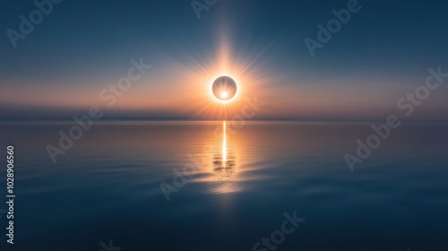 Majestic Solar Eclipse Over Tranquil Sea Waters