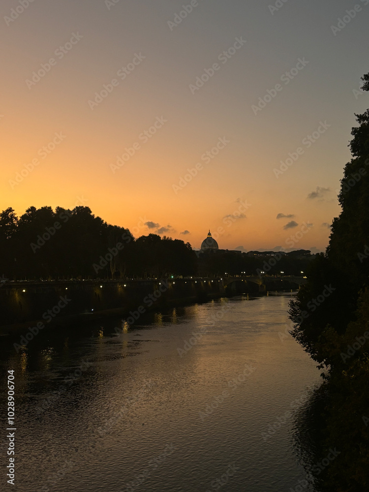 Fototapeta premium sunset over the river