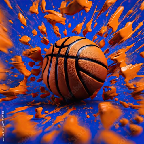 Wallpaper Mural Orange and Blue: A Basketball's Odyssey Torontodigital.ca