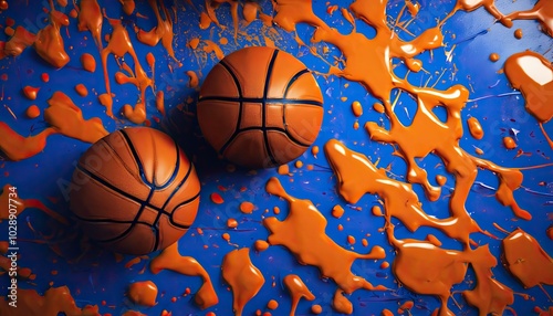 Wallpaper Mural Orange and Blue: A Basketball's Odyssey Torontodigital.ca