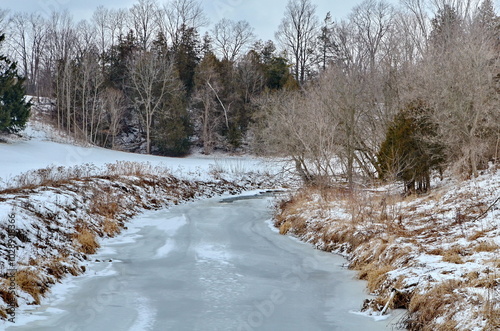 Rouge River in winter in Markham, Ontario, Canada photo