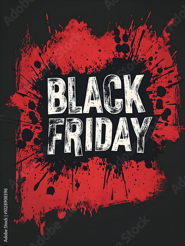 Black friday banner on red background. Promotional Sale concept. Boxing Day and Chrismas discounts. E-commerce, retail, and marketing. Template for poster, banners, flyers, card, advertising brochure.