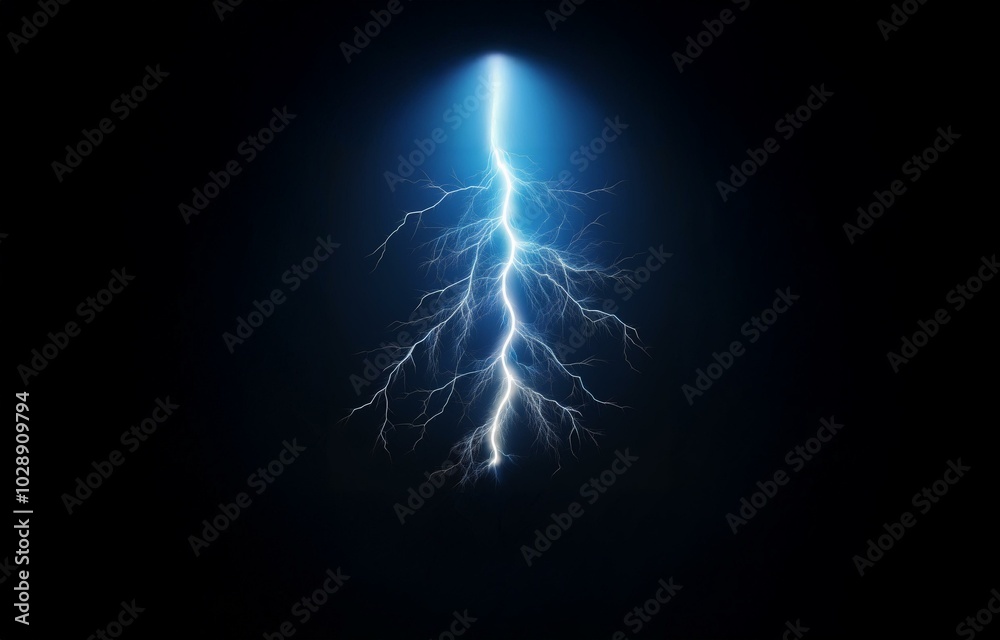 A single bolt of lightning strikes a dark sky. A single bolt of lightning strikes a dark sky.