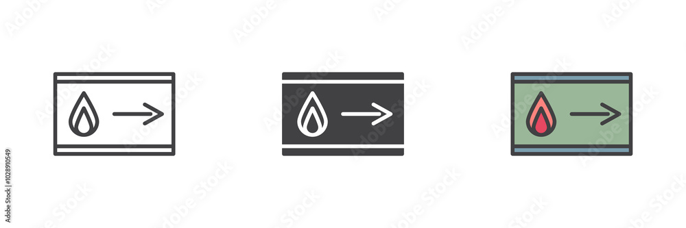 Emergency fire exit different style icon set