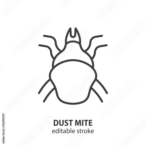 Dust mite line icon. Domestic parasite symbol. Editable stroke. Vector illustration.