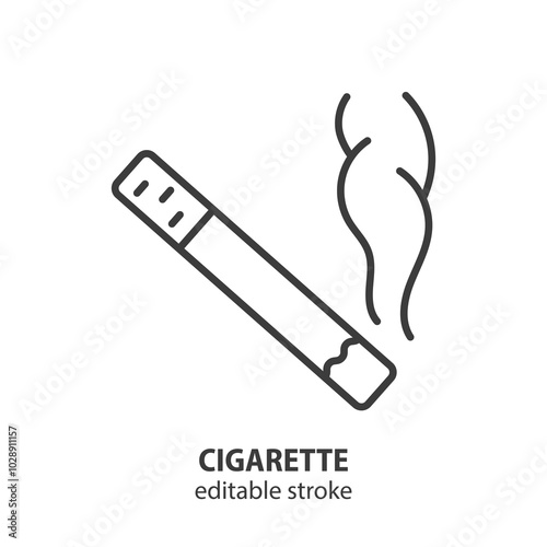 Smoking line icon. Cigarette outline symbol. Editable stroke. Vector illustration.