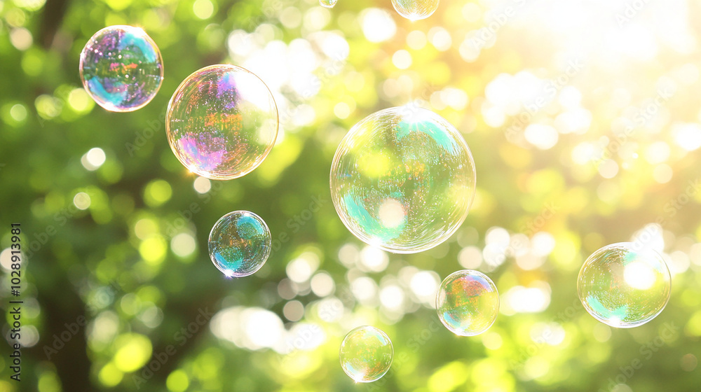 Colorful soap bubbles floating in the breeze Colorful soap bubbles floating in the breeze