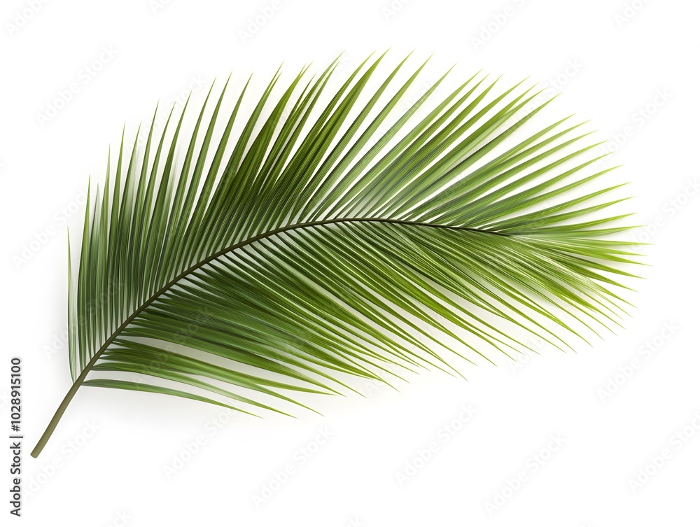 Obraz premium Green Palm Leaf Isolated on White Background