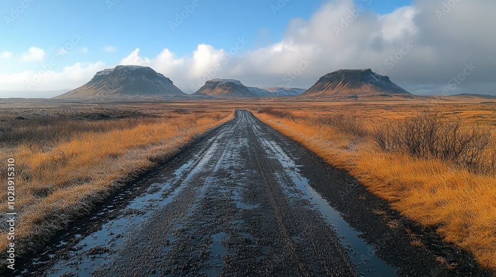 The endless black desert has long roads and numerous volcano-shaped mounds spaced widely apart. The endless black desert has long roads and numerous volcano-shaped mounds spaced widely apart.