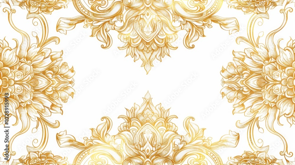 Intricate Thai Motifs in Elegant Gold Design Intricate Thai Motifs in Elegant Gold Design