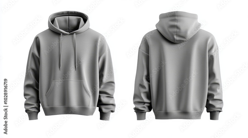 Gray hoodie mockup. Front and back hoodie template