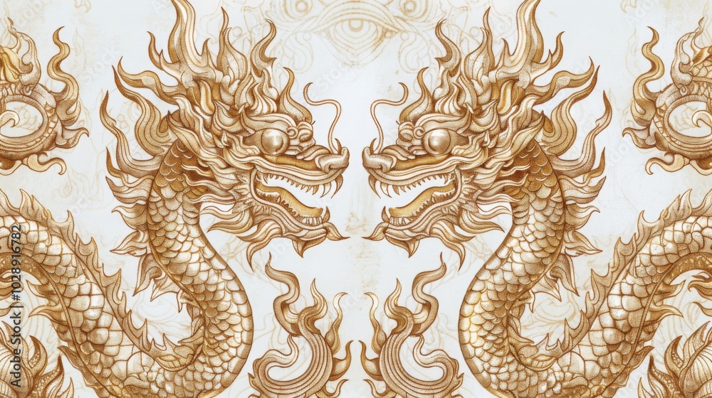 Fototapeta premium Intricate Thai Dragon Motifs and Patterns