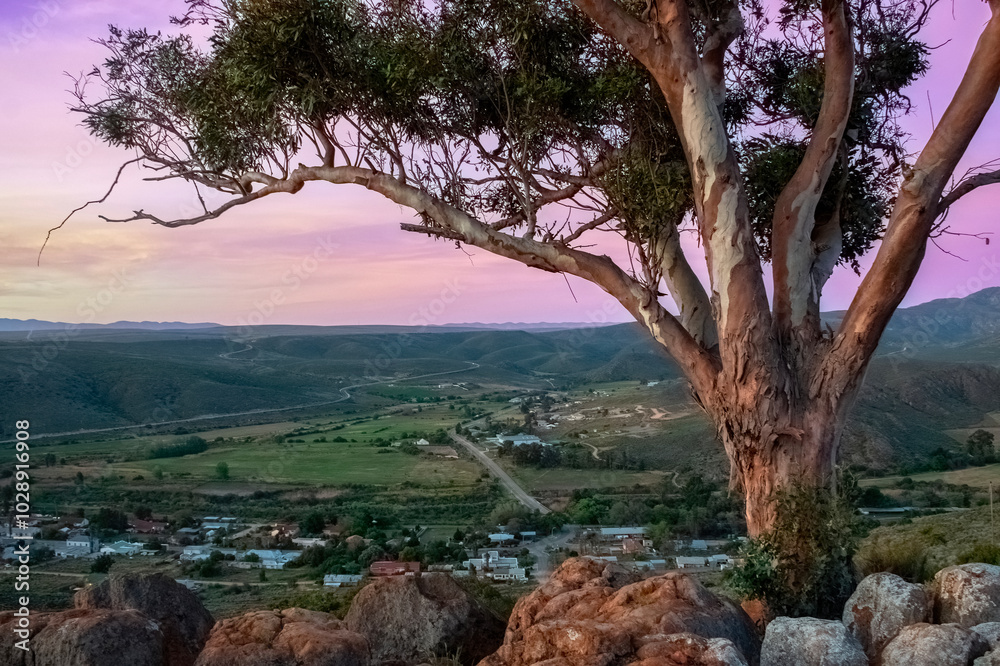 In the cool of the evening. A view from the Boer War fort Uniondale over that town in the late afternoon. In the cool of the evening. A view from the Boer War fort Uniondale over that town in the late afternoon.