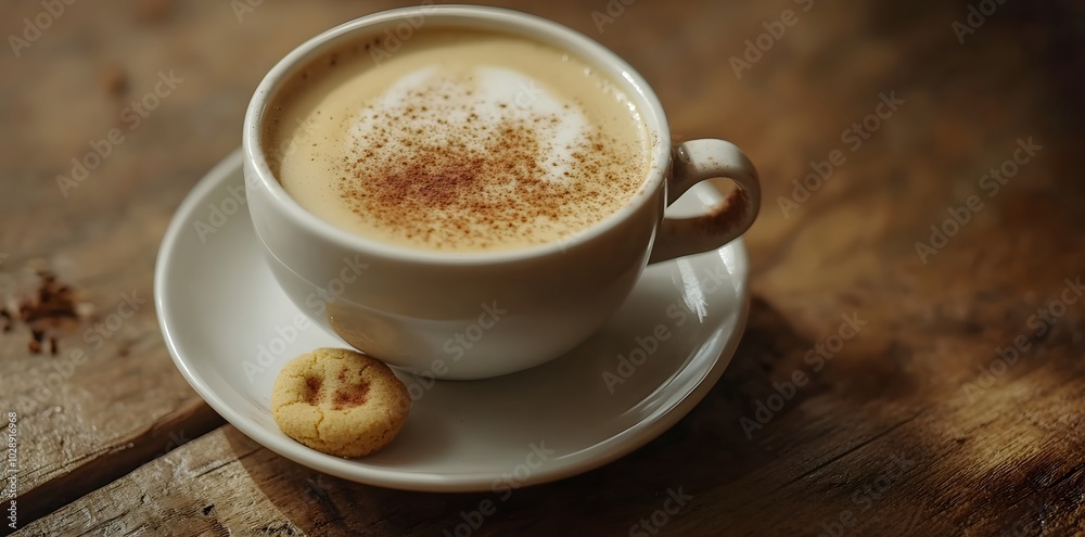 A Cup of Cappuccino with a Cookie A Cup of Cappuccino with a Cookie