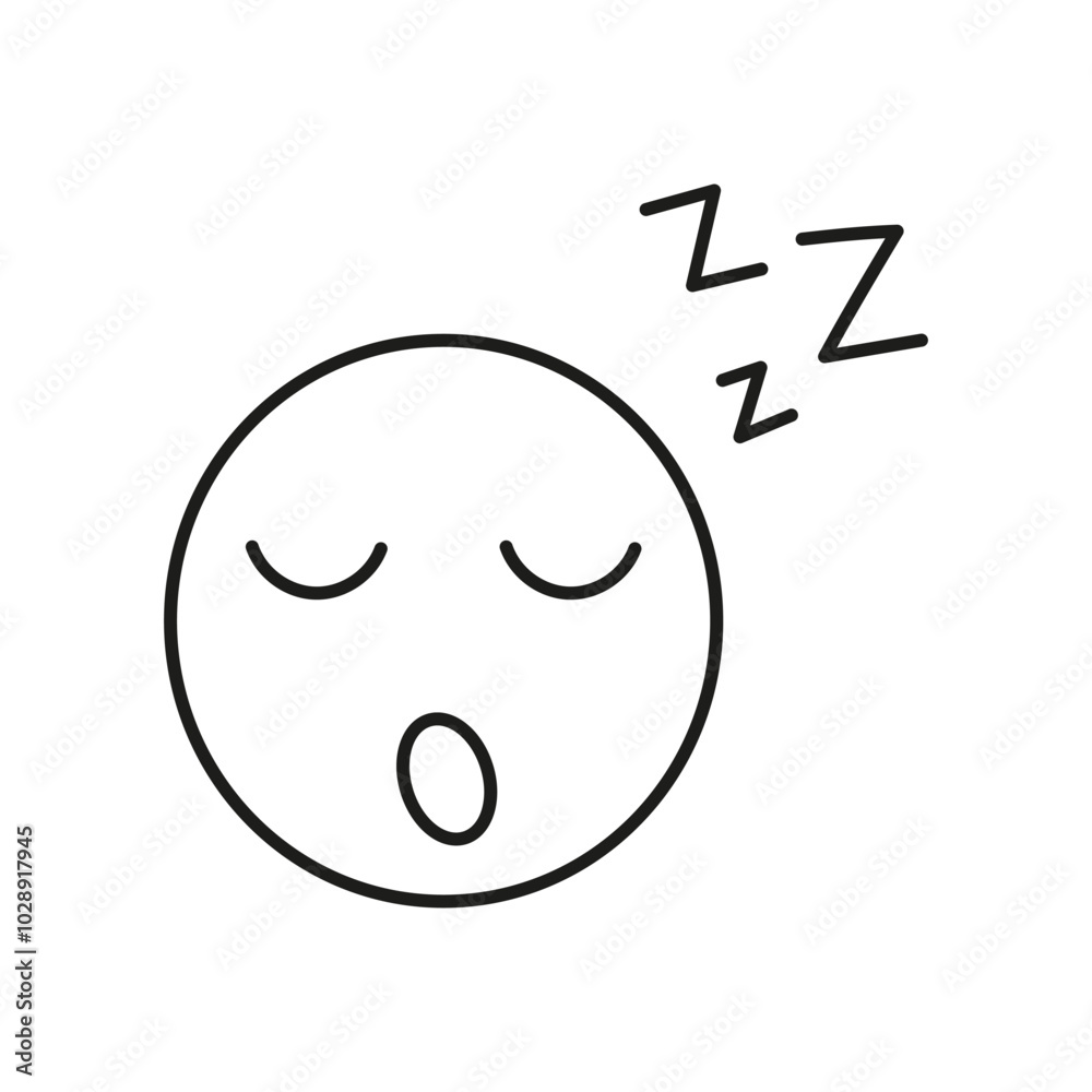 Sleeping Face with ZZZ Line Icon. Peaceful Rest and Sleepy Expression Outline Symbol. Face with Closed Eyes and ZZZ Sign, Nap Concept. Editable Stroke. Isolated Vector Illustration Sleeping Face with ZZZ Line Icon. Peaceful Rest and Sleepy Expression Outline Symbol. Face with Closed Eyes and ZZZ Sign, Nap Concept. Editable Stroke. Isolated Vector Illustration