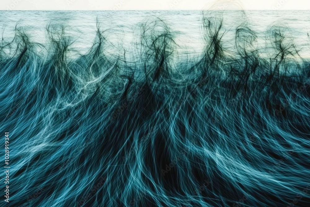 Obraz premium Abstract Image of Water and Lines, Possibly Representing Waves or Ocean Current