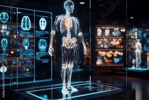 Museum features a 3D-rendered holographic display of human anatomy.