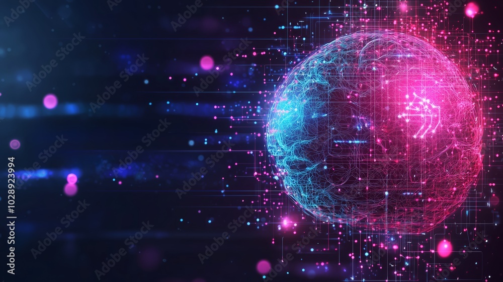 Obraz premium Futuristic Digital Interface with Human Brain Concept