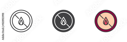 No flammable liquids different style icon set