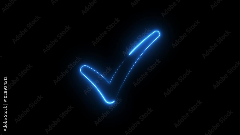 successful symbol, check mark, tick mark. Neon tick mark icon