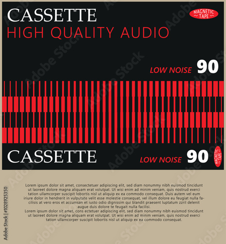 1980s Retro audio cassette cover art design, vector
