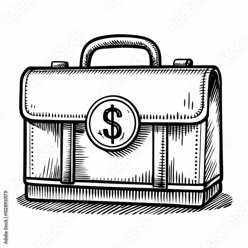 Vintage Hand Drawn Money Bag with Dollar Symbol Vector Illustration