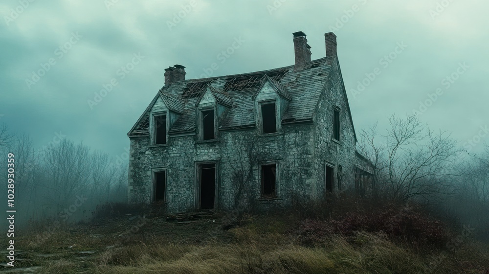 Abandoned House in the Fog