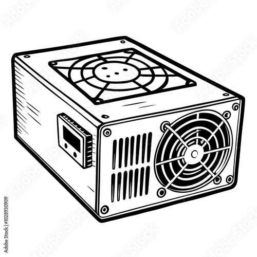 Hand Drawn Vector Illustration of a Computer Power Supply Unit