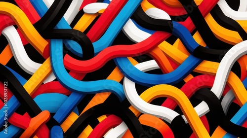 Colorful abstract wavy lines, vibrant pattern photo