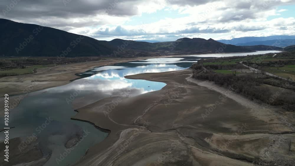Atonishing aerial view of a terrible drought in a lake Atonishing aerial view of a terrible drought in a lake