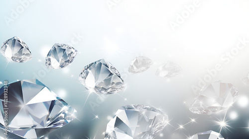 Stacking Diamonds Pattern with Copy Space, Glittering Crystal Jewel Design