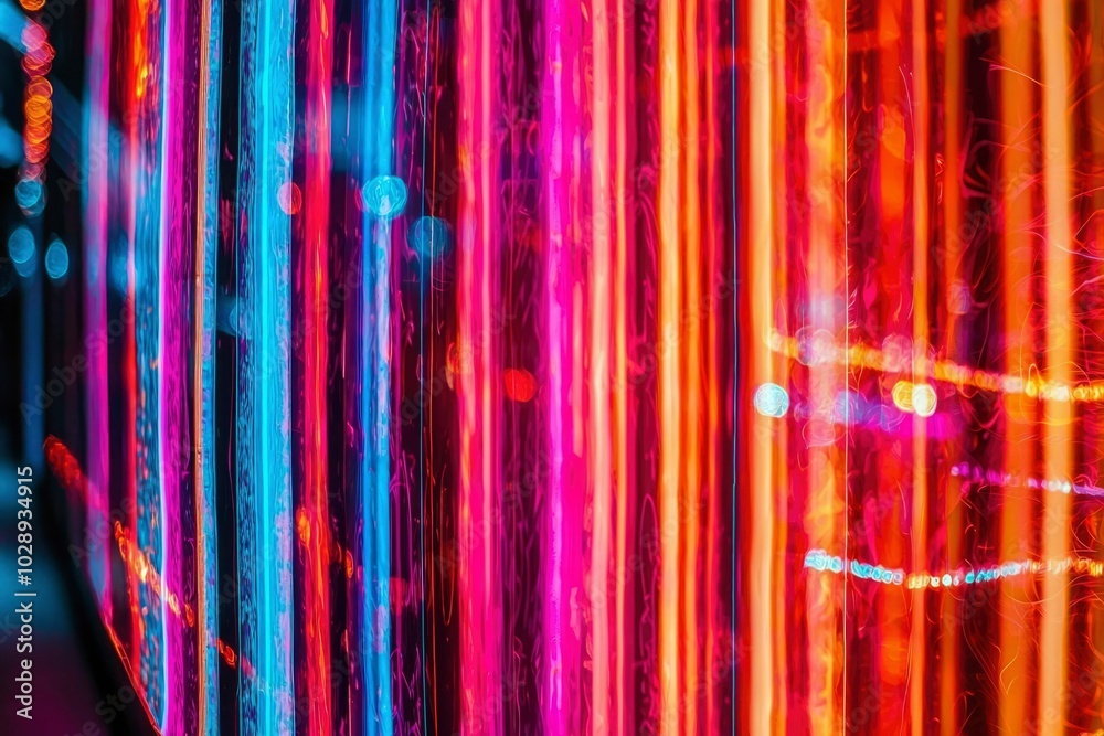 Abstract Colorful Light Streaks and Bokeh on a Reflective Surface Abstract Colorful Light Streaks and Bokeh on a Reflective Surface