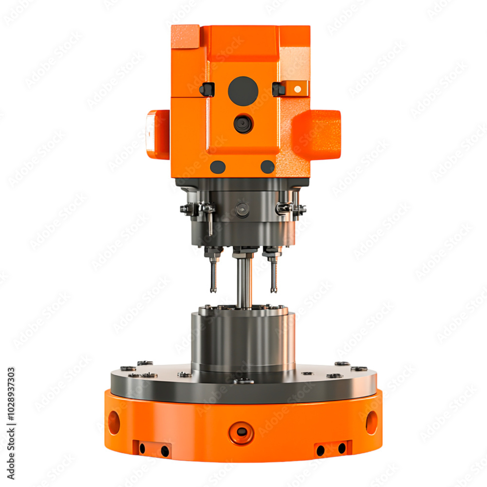 Fototapeta premium Industrial Machine Tool with Bright Orange Accents
