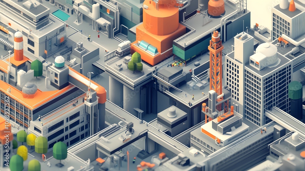 A detailed isometric scene built on an axonometric grid, with objects and structures perfectly aligned along consistent angles, showcasing the harmony of geometry in every element A detailed isometric scene built on an axonometric grid, with objects and structures perfectly aligned along consistent angles, showcasing the harmony of geometry in every element