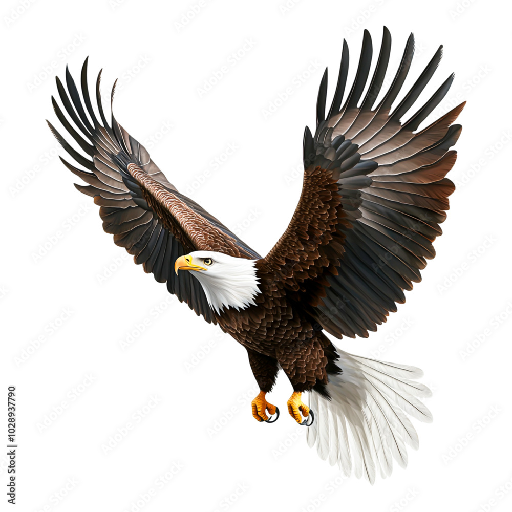Majestic Eagle in Flight Over a Blue Sky Majestic Eagle in Flight Over a Blue Sky