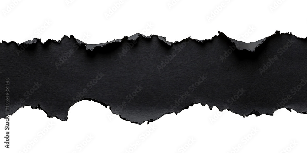 black paper tear with ragged edges isolated on transparent background black paper tear with ragged edges isolated on transparent background