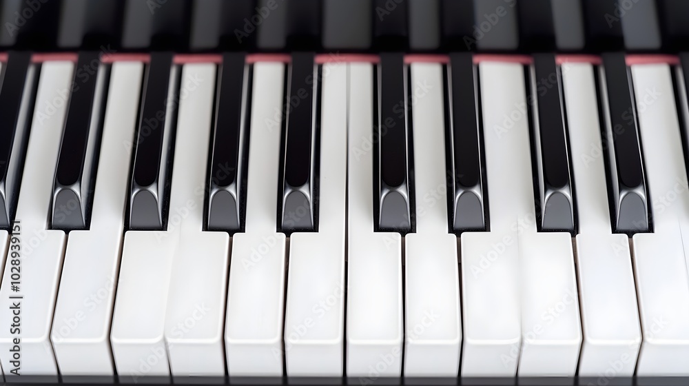Close-up of piano keys in black and white