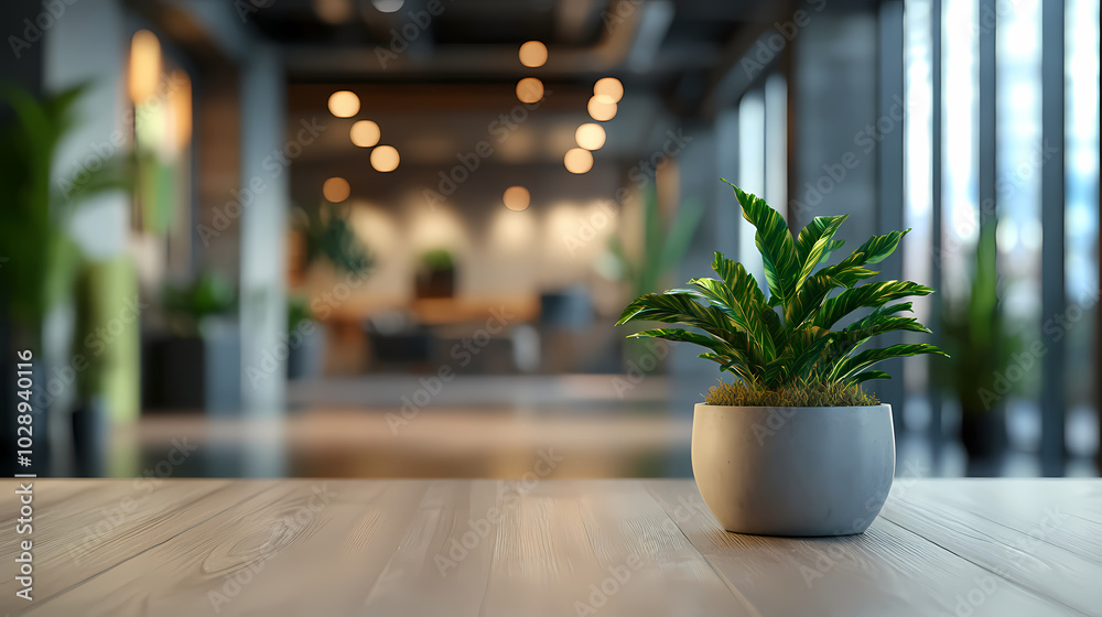 Fototapeta premium Modern bright office interior with furniture and daylight.Blurred background of a modern office space. Blurred office backdrop.