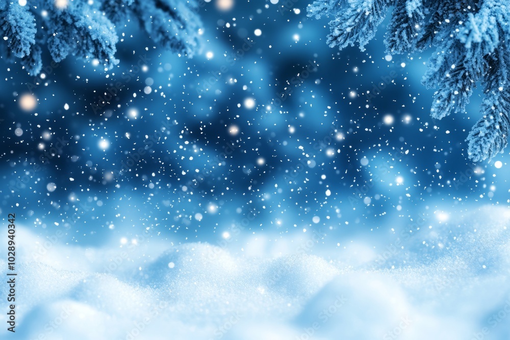 The abstract winter background with snowflakes, the Christmas background with heavy snowfall, the sky with snowflakes The abstract winter background with snowflakes, the Christmas background with heavy snowfall, the sky with snowflakes