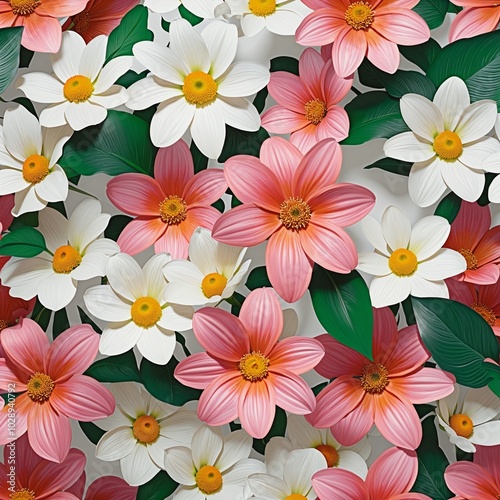 Nature's Beauty: A Graphic Exploration of Blooms and Foliage - Floral Pattern Graphic