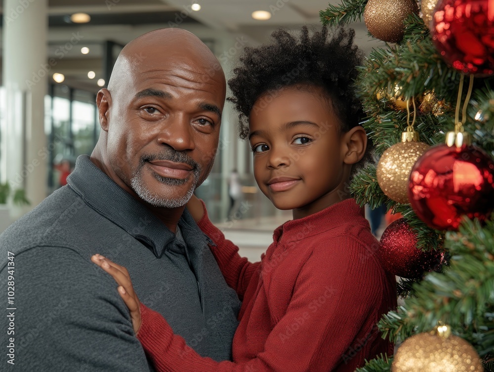 Multigenerational Family Decorating Christmas Tree with Joyful Expressions, Celebrating Holiday Traditions Together Multigenerational Family Decorating Christmas Tree with Joyful Expressions, Celebrating Holiday Traditions Together