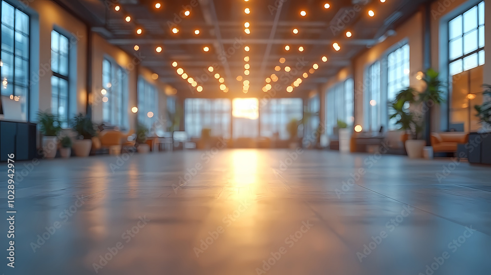 Modern bright office interior with furniture and daylight.Blurred background of a modern office space. Blurred office backdrop.