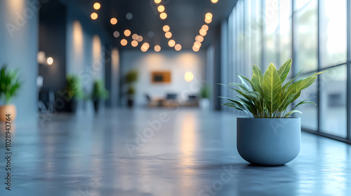 Modern bright office interior with furniture and daylight.Blurred background of a modern office space. Blurred office backdrop.