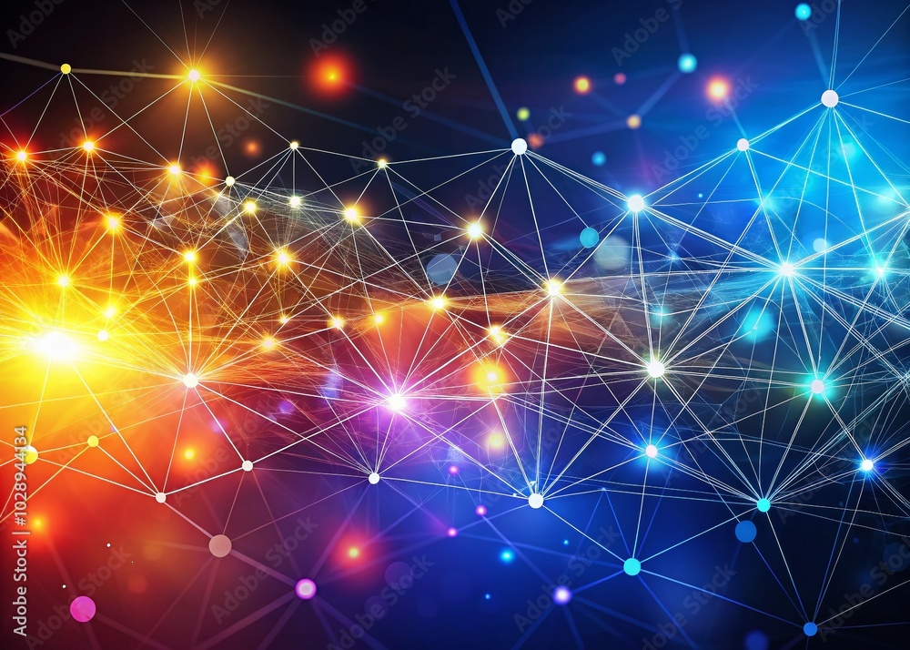 Glowing Abstract Technology Background with Dots and Connections for Digital Innovation