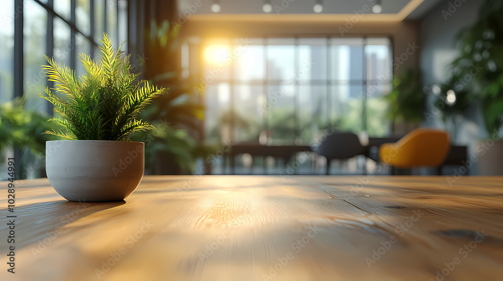 Modern bright office interior with furniture and daylight.Blurred background of a modern office space. Blurred office backdrop.