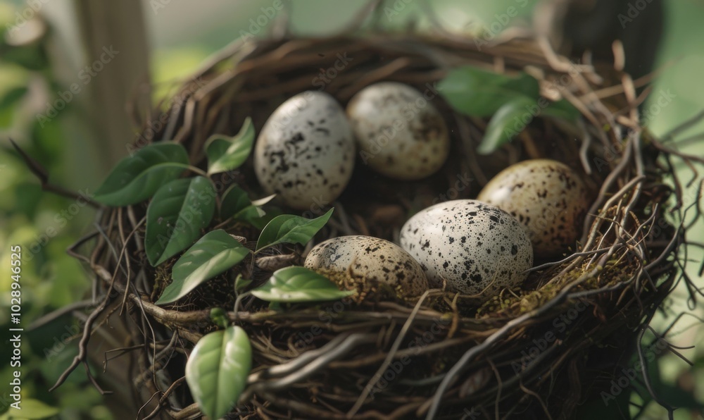 Close-up of a bird’s nest with eggs, 4K hyperrealistic photo Close-up of a bird’s nest with eggs, 4K hyperrealistic photo